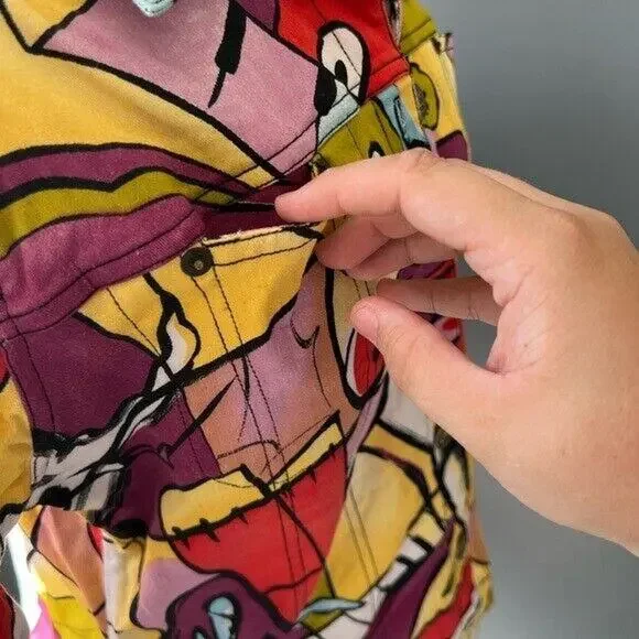 Vintage 90s mirror image surrealist multi colored patterned button up jacket - Picture 7 of 11